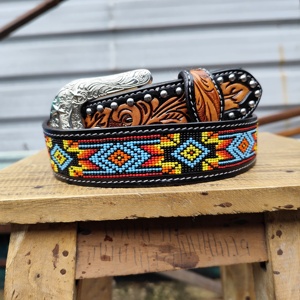 Cinturón de Rodeo de Cuero de Grano Completo Hecho a Mano, Acentos de Cuentas, Aleación Extraíble, Estilo Vintage Personalizado, Ropa Occidental para Hombres y Mujeres - Product Image 5