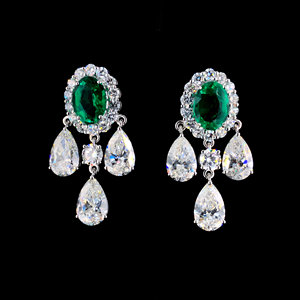 Blossom CS เครื่องประดับต่างหูมรกตหยดน้ำเครื่องประดับทองคำขาวต่างหูผู้หญิง - Product Image 5