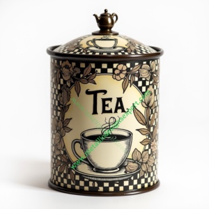 Elegante diseño de taza floral, bote de té blanco y negro Vintage, tarro de almacenamiento de Metal con acento dorado con cubierta, decoración de cocina clásica - Product Image 4