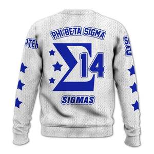 Invierno transpirable Phi Beta Sigma letras griegas 1914 acrílico tejido Chenille azul blanco Sigma Beta fraternidad suéter - Product Image 4
