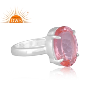 Anillo apilable de piedras preciosas de cuarzo morganita doblete de plata de ley fina superventas, joyería personalizada para mujer, regalo para ella - Product Image 2