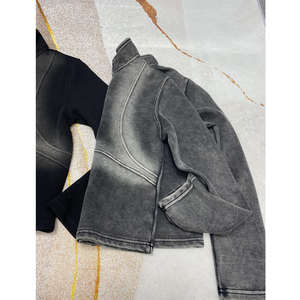 Sudadera con Capucha para Mujer, Chaqueta con Cierre y Manga Larga, Sudadera Corta con Cierre, Lavada y Decolorada por el Sol, Sudadera Delgada con Cierre para Mujer - Product Image 5