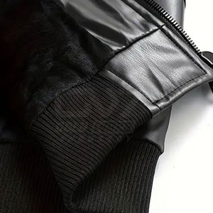 Veste en cuir à la mode pour hommes avec poches zippées et doublure douce pour toutes les saisons porter une veste d'hiver pour hommes - Product Image 5