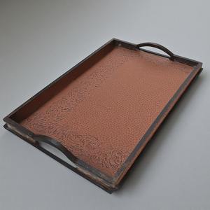 Bandeja de cuero rectangular moderna de calidad superior para fines decorativos con puntadas finas que detallan bodas Diwali - Product Image 6