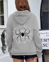 Unisex Kışlık ABD Deposu Örümcek Desenli Büyük Beden Kapüşonlu Sweatshirt Sokak Modası Özel Logo Ağır Pamuklu Kazak OEM