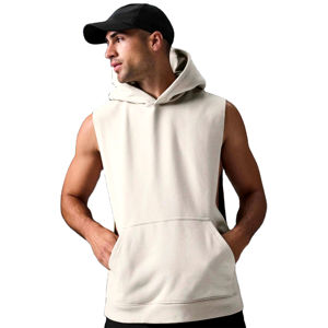 <b>Men's</b> <b>Sleeveless</b> Fitness <b>Hoodie</b> Custom Gym Workout Wear Hot Fashion Solid Pattern 100% Cotton Muscle <b>Hoodie</b> Short Winter Workout - Product Image 4
