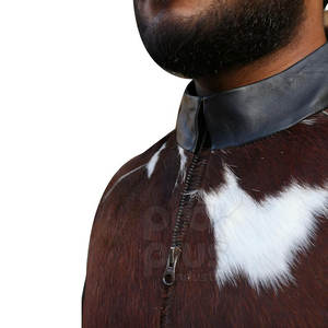 Blouson de moto élégant pour homme en cuir de vachette, haute qualité, respirant, écologique, séchage rapide, logo frontal, décontracté et robuste - Product Image 5