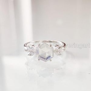 แหวนผู้หญิง โอปอลธรรมชาติ พลอยประจำเดือนตุลาคม ของขวัญคริสต์มาส ของขวัญวันครบรอบ แหวนซ้อนกันได้ เครื่องประดับ แหวนเงินแท้ 925 - Product Image 2