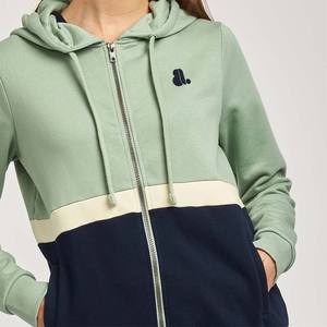 Ensemble de survêtement zippé personnalisé 100% coton de meilleure qualité pour femmes avec bloc de couleurs respirant hiver Streetwear sweatsuit logo à l'avant - Product Image 4