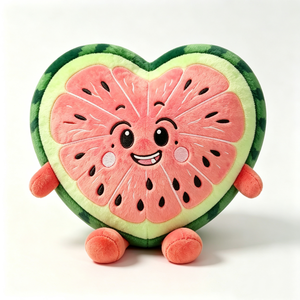 Peluche de sandía en forma de corazón personalizado, almohada de peluche con forma de rodaja de sandía, lindo peluche con forma de fruta - Product Image 1