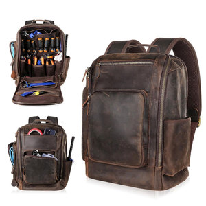 Caddy de herramientas de cuero cosido a mano para comerciantes Tote de herramientas de cuero de utilidad para el hogar y el taller - Product Image 1