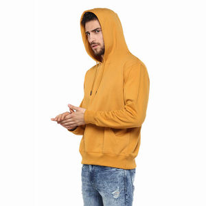 Sudadera con Capucha para Hombre, Color Dorado Amarillo, de Invierno, Algodón y Poliéster, Manga Larga, Forro Polar, Ecológica, Resistente al Viento, OEM - Product Image 4