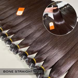 Paquetes rectos de hueso de lista de precios baratos Super doble dibujado máquina extensiones de cabello de trama 100% cabello humano vietnamita Remy de lujo - Product Image 5