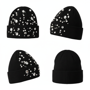 High Quality Adults Size Unisex <b>Beanie</b> Gemstone Rhinestone Warm <b>Knitted</b> <b>Beanie</b> Winter Hats Custom Jacquard <b>Beanie</b> - Product Image 1