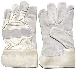 Guantes de seguridad de trabajo de cuero de vaca genuino Manguito de seguridad de goma Plam protector de trabajo - Product Image 5