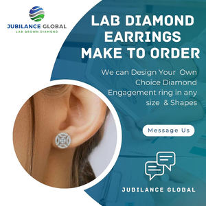 Boucles d'oreilles de mariage en diamant rond de laboratoire 14 carats en or jaune X Design/Boucles d'oreilles à vis en diamant créé - Product Image 5