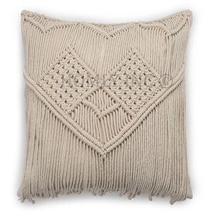 45x45 CM Portable Floral Vintage Portraits <b>Cushion</b> Cover Crocheted Cotton Cord Pillow Cases <b>Tassels</b> Leaf Festival Washable - Product Image 2