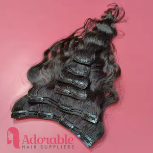 Clipin sud indien Remy Extensions de cheveux humains 10-40 pouces Style ondulé oreille à oreille vague naturelle Clip-in faisceau de cheveux - Product Image 4