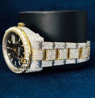 Montres de luxe pour hommes avec mouvement ETA, cadran en verre, en acier inoxydable et moissanite, livraison rapide, testées au diamant, export indien