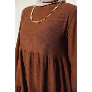 Tunique à manches élastiques Marron - Product Image 4