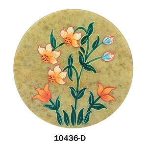 Dessous de verre sculpté à la main en stéatite de marbre unique et classique avec couleur kaki foncé et incrustation de fleurs Dessous de verre en marbre - Product Image 5