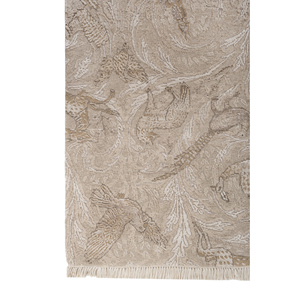 Alfombra Aprezo AKWB-3628 de Lana y Seda de Bambú, Tejida a Mano, Color Marfil, 10 mm, Diseño Abstracto con Estampado Animal, para el Hogar, Pasillo, Dormitorio, Forma Rectangular - Product Image 4