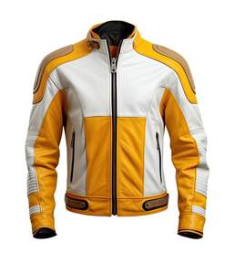 Chaqueta de motorista de cuero real transpirable con cremallera para hombre con forro negro acolchado y bolsillos interiores exteriores OEM al por mayor 2024 - Product Image 5