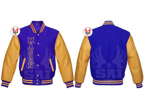 Chaqueta Masónica de Maestro Masón, Chaqueta Universitaria Personalizada |   Chaqueta Universitaria Masónica de Lana con Mangas de Cuero - Product Image 2