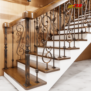 Rampe d'escalier élégante en fer forgé du Vietnam fortement soudée avec des lignes simples 100% matériau en acier du Vietnam - Product Image 6