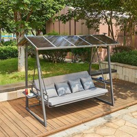 Fauteuil suspendu de jardin moderne 4 places super confortable en aluminium avec auvent pour cour, école, parc, patio