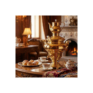 Professional 10L Gold-Plated Stainless Steel Samovar <b>Tea</b> <b>Maker</b> 2300W with Dual Heating System and Lid for Parties - Product Image 4
