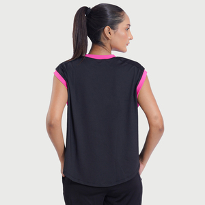 Débardeur de sport pour femme, style hip-hop, respirant, séchage rapide, 100% polyester, couleur unie, manches courtes, noir - Product Image 5
