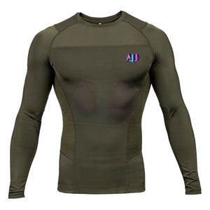 เสื้อรัดกล้ามเนื้อแขนยาวสำหรับผู้ชาย ระบายอากาศได้ดี น้ำหนักเบา ผลิตจากผ้าสแปนเด็กซ์/โพลีเอสเตอร์ เหมาะสำหรับการวิ่งและการฝึกซ้อม - Product Image 1