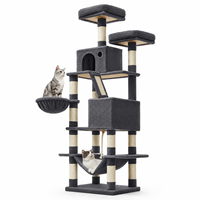 Centre de divertissement pour chats Deluxe, durable et écologique, avec poteaux en sisal, jouets suspendus et plateformes pour animaux d'intérieur