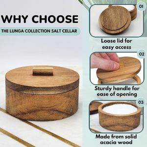 Recipiente de sal de madera maciza-Caja de 3,5 oz con tapa-Recipiente de sal Kosher-Soporte-Recipiente de sal pequeño de 3,5 pulgadas - Product Image 2