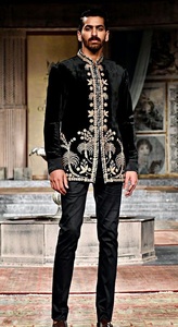 ชุดสูทสำหรับงานแต่งงานปักลายอย่างหรูหราล่าสุดสำหรับ2024เสื้อโค้ทและกางเกงผ้าไหมพร้อมรองเท้าที่เข้ากันสำหรับงานปาร์ตี้/งานแต่งงาน - Product Image 2