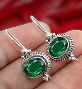 Pendientes de Esmeralda, Plata de Ley 925, Chapados en Oro, Bonitos, Regalo de Piedra de Nacimiento de Mayo para Mujer, Aniversario, Elegantes - Product Image 5