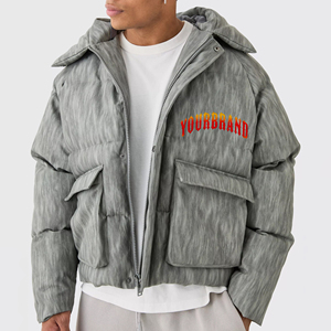 Veste matelassée en duvet de canard en coton sur mesure à la vente chaude, style streetwear imprimé personnalisé, fermeture éclair frontale régulière pour l'hiver - Product Image 2