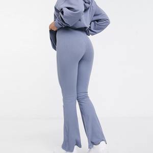 Conjunto de pantalones de chándal y Sudadera con capucha recortada para mujer, ropa de calle, chándales acampanados de dos piezas de cintura alta para mujer - Product Image 2