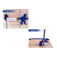Pince de serrage 5-en-1 en acier / Pince en L / Écarteur / Pince pour rail en T / Pince de menuiserie MFT à assemblage à une main 120 kg à dégagement rapide 6-12 pouces DIY