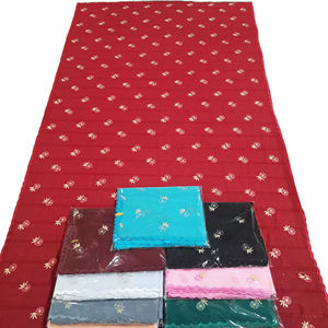 AHE 12 pièces Voile long en mousseline à motif de feuilles et strass, léger, durable, pour usage quotidien en automne, design élégant, pour femme musulmane - Product Image 2