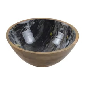 Cuencos Redondos Decorativos de Madera para Servir con Esmalte Impreso, Cuenco para Ensalada de Mesa, Utensilios de Cocina, Cuencos para Servir Alimentos - Product Image 4