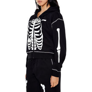 Nardon Apparel Sweat-shirt décontracté à manches longues imprimé pour femmes, hiver, capuche, fermeture éclair avec badge décoratif sur le devant - Product Image 5