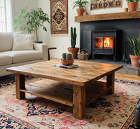 Table basse en bois artisanal écologique avec grain de bois naturel Table basse en bois artisanal Métal artisanal