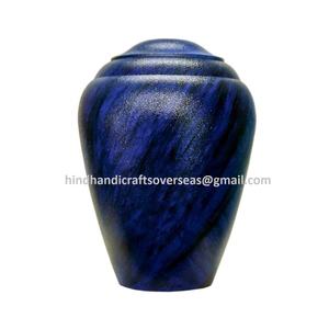 Urnas de Cremación de Latón y Mármol Azul Estilo Americano para Cenizas Humanas, Hechas a Mano en India - Product Image 2