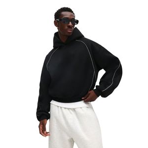 Nuevo Diseño de Chándal para Hombre, Sudadera con Capucha de Felpa, Estilo Holgado, Ribete en Contraste, Silicona, Invierno, Fitness, Puños Acanalados Invertidos - Product Image 1