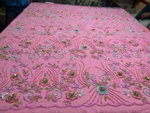 Tela de Lujo para Trabajo, Encaje Bordado a Mano con Flores 3D para Vestidos - Product Image 3