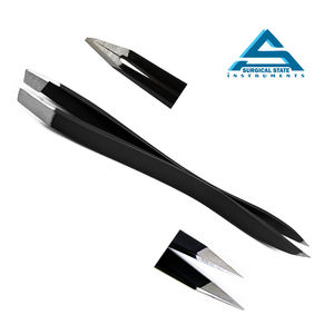 Pinzas de cejas de acero inoxidable de marca personalizada de alta precisión Diseño de Punta inclinada de estilo único para dar forma a las cejas - Product Image 1