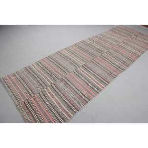 Alfombra Turca Kilim de 3,4x10,4 pies (105x318 cm), Alfombra Vintage Gris con Puntos - Product Image 4