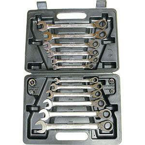 879gh Set CRV Steel Alloy Combination Ratchet Wrenches Chrome Finished 17mm 21mm Sizes for Industrial Repairing OEM GS Certified - Product Image 1
